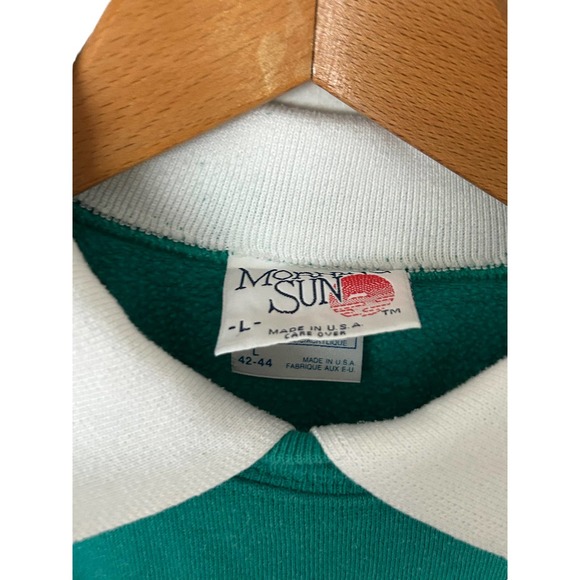 VTG Morning Sun Johnson Hanes Alaska Puffy Paint collared sweatshirt teal large - Picture 4 of 4